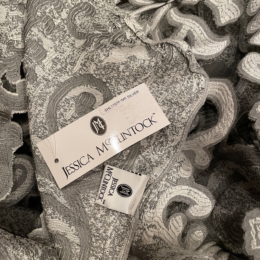 NWT Jessica McClintock Scarf Wrap velvet Burnout Design Wedding Formal Dressy